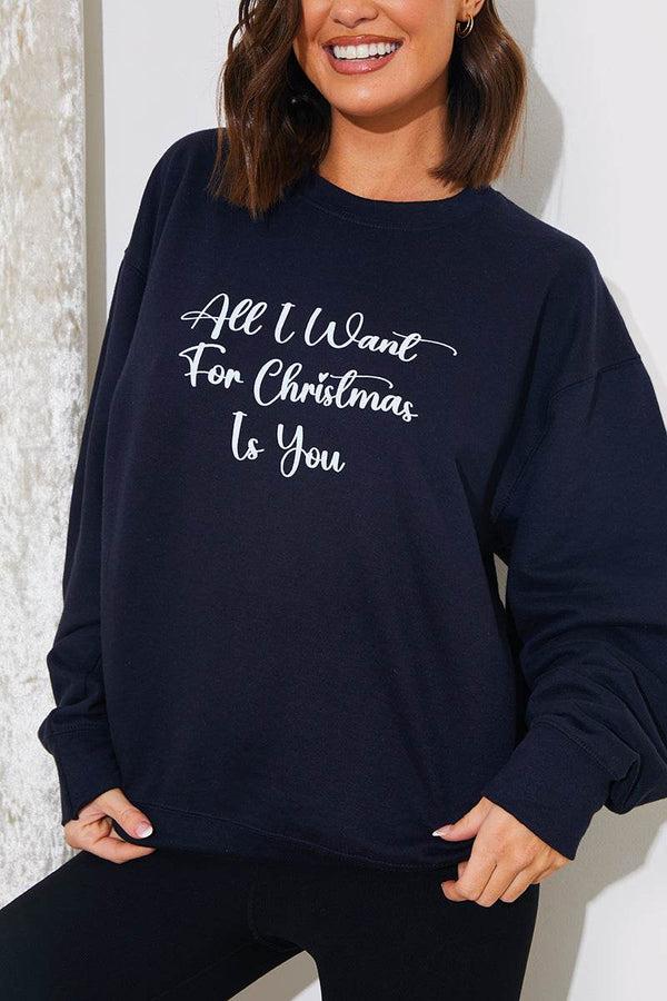 in The Style In The Style 'All I Want For Christmas Is You' Charity Christmas Sweater Navy