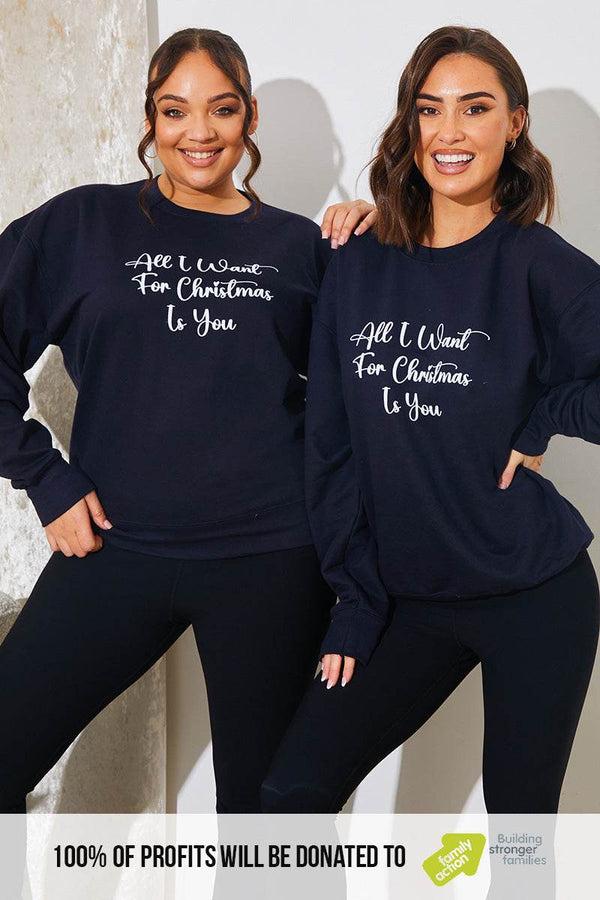 in the style In The Style 'All I Want For Christmas Is You' Charity Christmas Sweater Navy