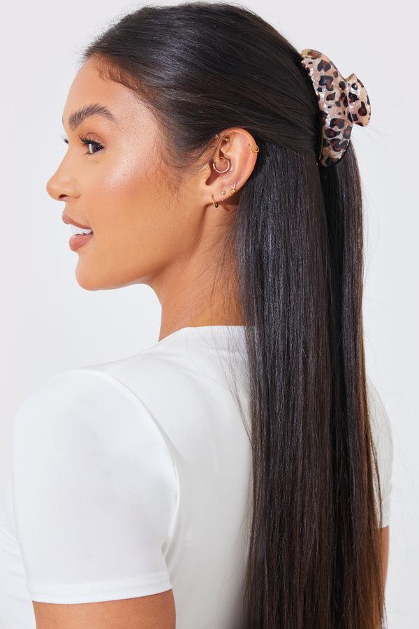 in the style In The Style Animal Print Banana Claw Bulldog Clip Brown