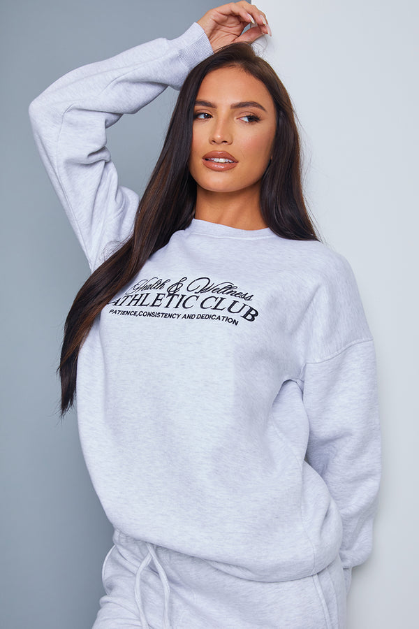 in the style In the Style Athletic Club' Slogan Oversized Sweater Grey in the style In the Style Athletic Club' Slogan Oversized Sweater Grey