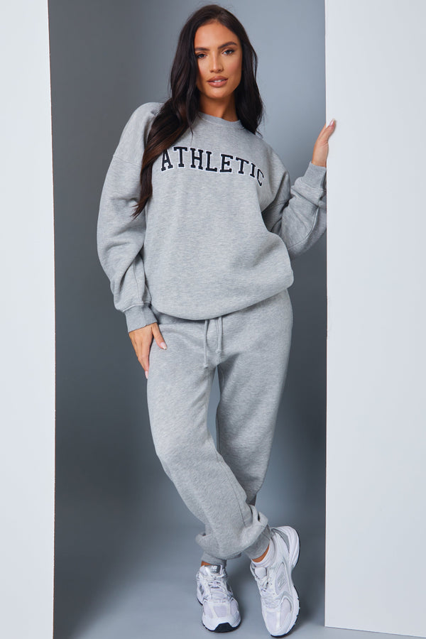In The Style In The Style Athletic' Slogan Sweater Grey