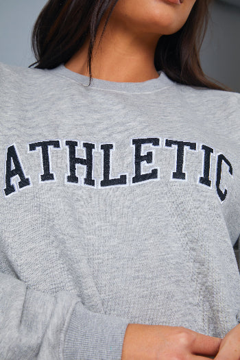 In The Style In The Style Athletic' Slogan Sweater Grey