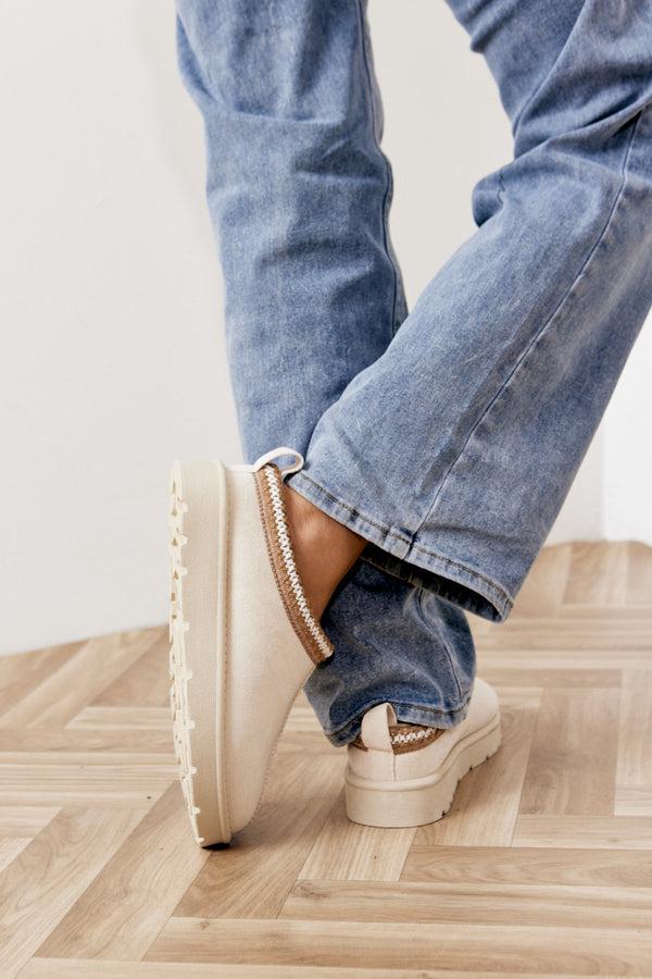 In The Style In The Style Aztec Faux Suede Shoe Beige