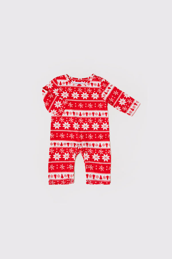 in the style In the Style Babies 'Christmas Crew' Matching Family PJ Romper Red