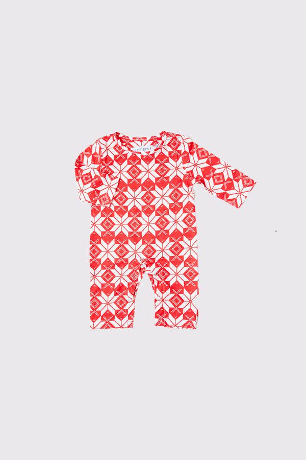 in the style In the Style Babies Snowflake Print Matching Family PJ Romper Red
