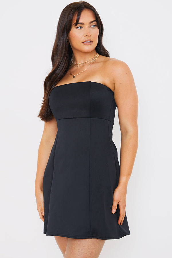 In The Style In The Style Bandeau A Line Mini Dress Black