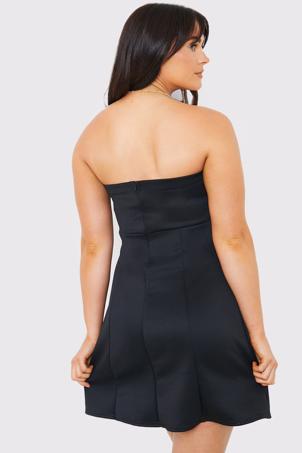 In The Style In The Style Bandeau A Line Mini Dress Black
