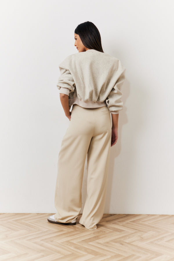 In The Style In The Style Beige Waistband Detail Tailored Trouser Beige