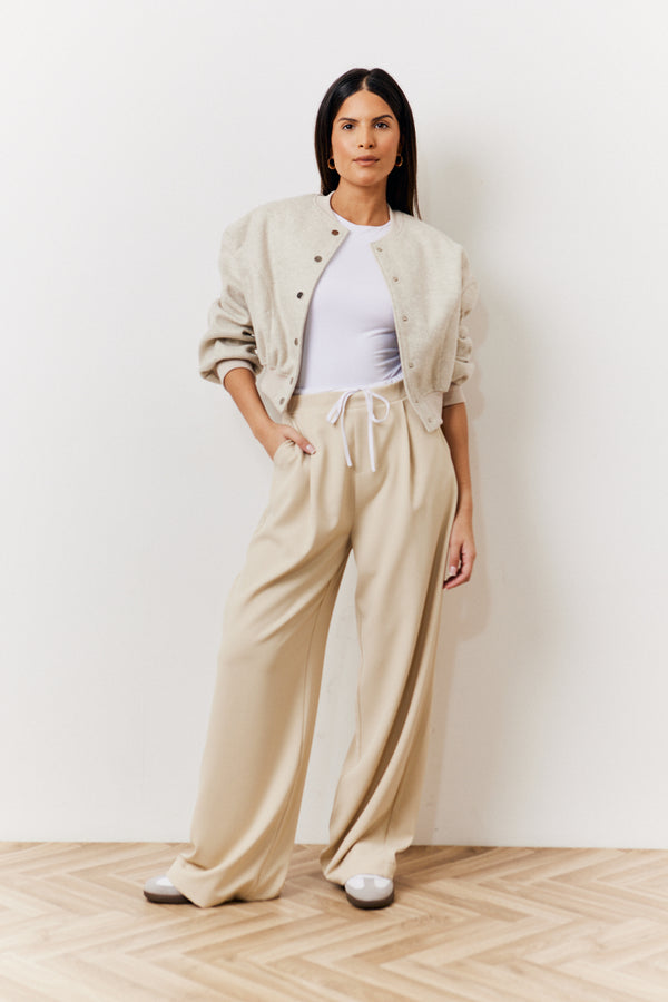 in the style In The Style Beige Waistband Detail Tailored Trouser Beige