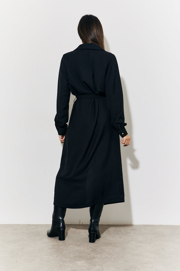 In The Style In The Style Belted Midi Shirt Dress Black