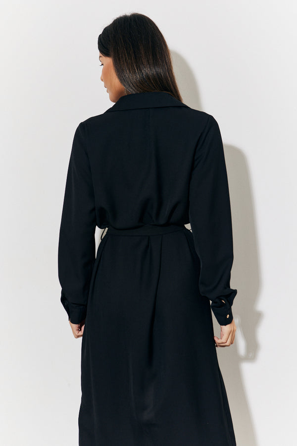 In The Style In The Style Belted Midi Shirt Dress Black