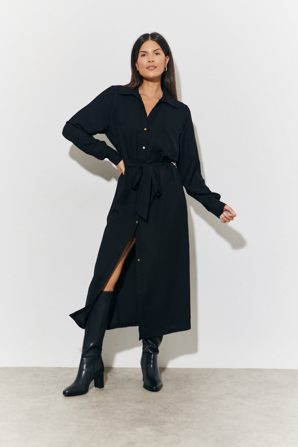 in the style In The Style Belted Midi Shirt Dress Black in the style In The Style Belted Midi Shirt Dress Black