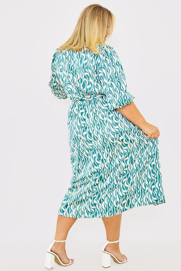 In The Style In The Style Belted Midi Shirt Dress Green