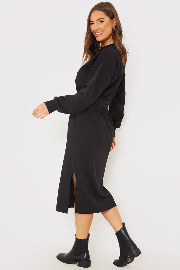 In The Style In The Style Belted Midi Sweater Dress�� Black