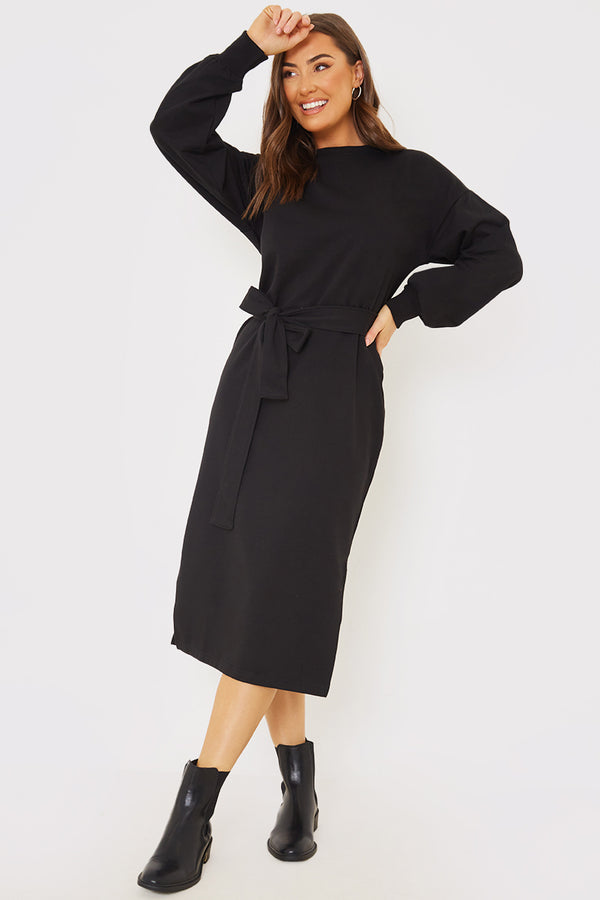 in the style In the Style Belted Midi Sweater Dress�� Black in the style In the Style Belted Midi Sweater Dress�� Black