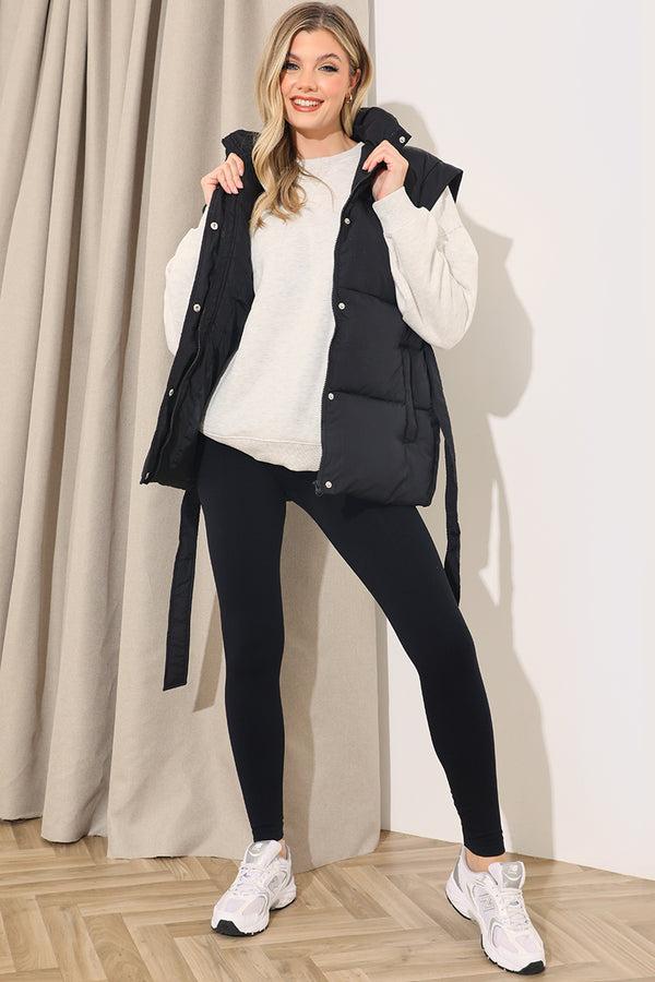 In The Style In The Style Belted Puffer Gilet Black