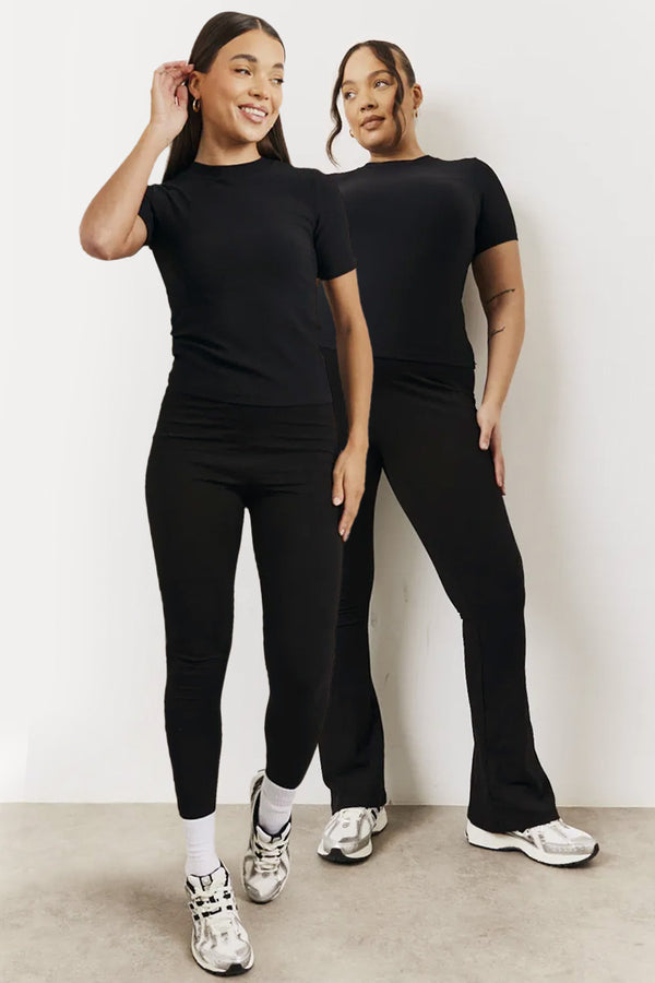 in the style In The Style Black 2 Pack Jersey Kickflare and Legging Black in the style In The Style Black 2 Pack Jersey Kickflare and Legging Black