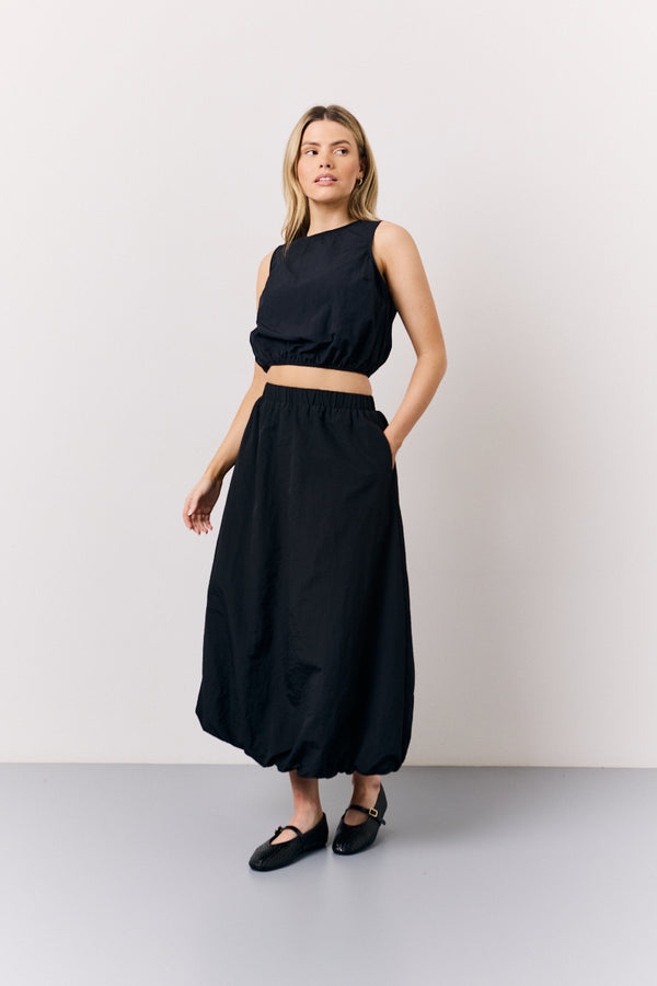 In The Style In The Style Black Balloon Co-Ord Crop Top Black