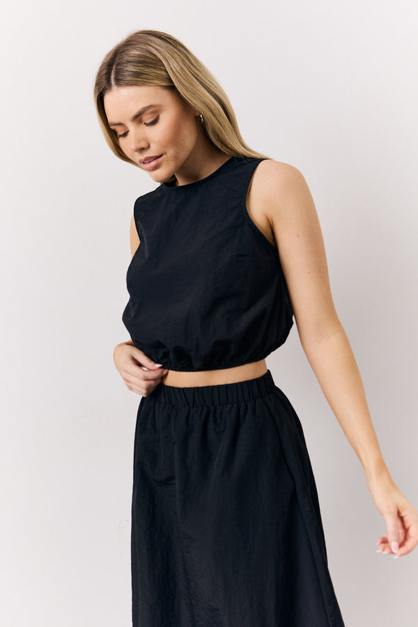 in the style In The Style Black Balloon Co-Ord Crop Top Black