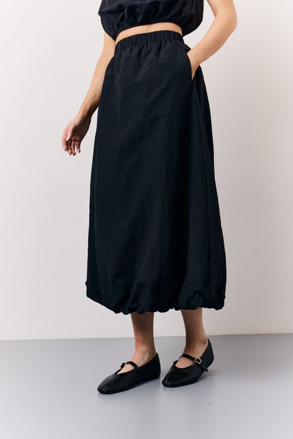 In The Style In The Style Black Balloon Co-Ord Midi Skirt Black