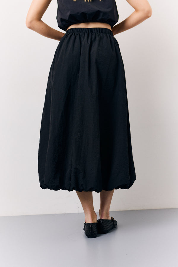 In The Style In The Style Black Balloon Co-Ord Midi Skirt Black