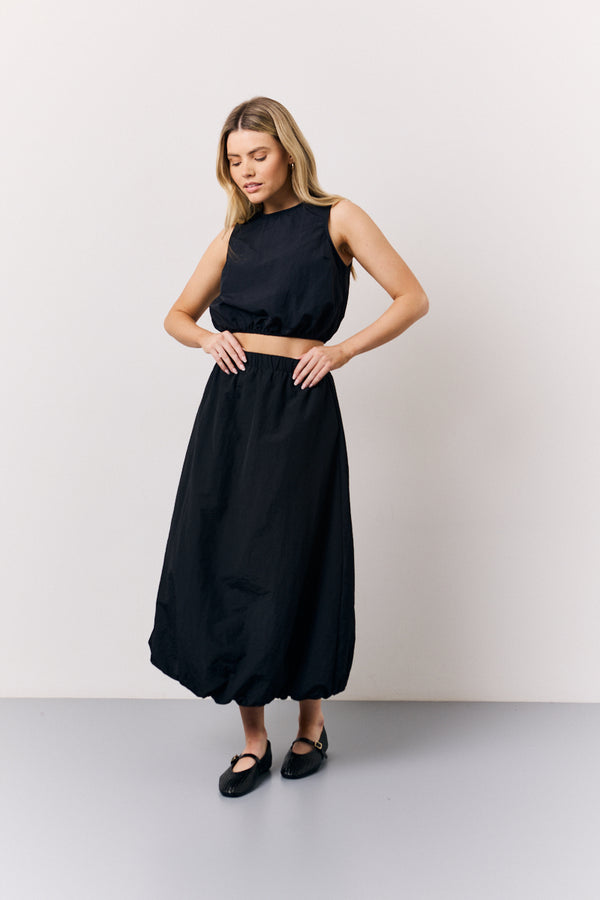 in the style In The Style Black Balloon Co-Ord Midi Skirt Black