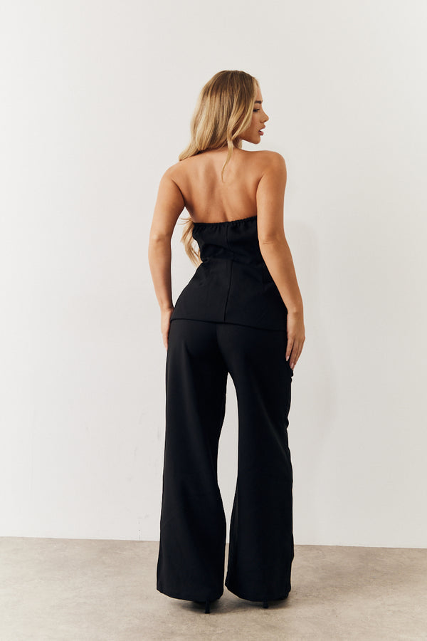 In The Style In The Style Black Bandeau Sweetheart Neckline Waistcoat Black