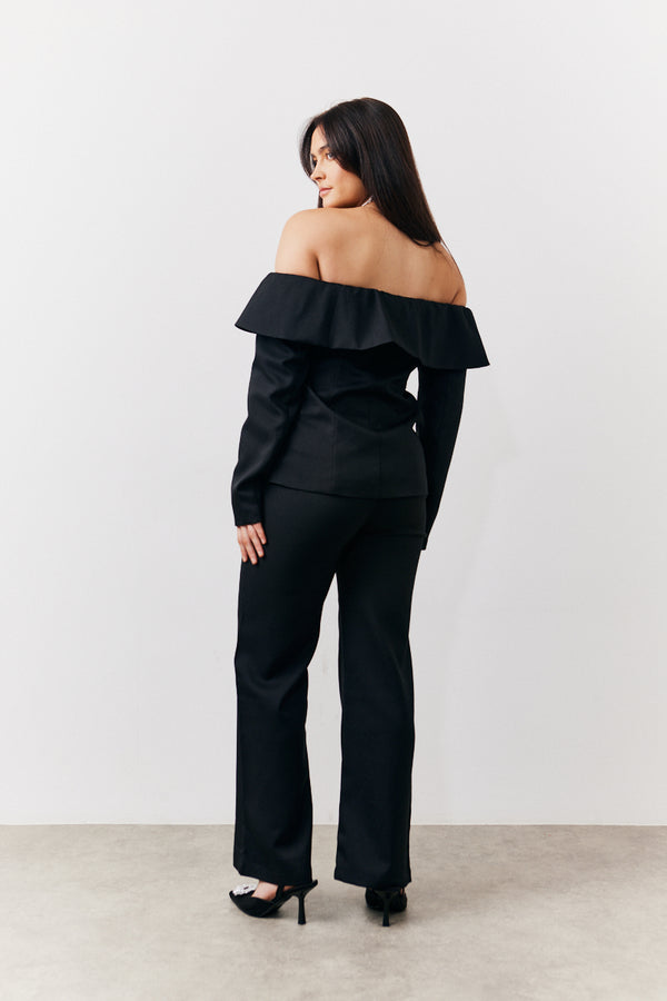 In The Style In The Style Black Bardot Button Through Blazer Black