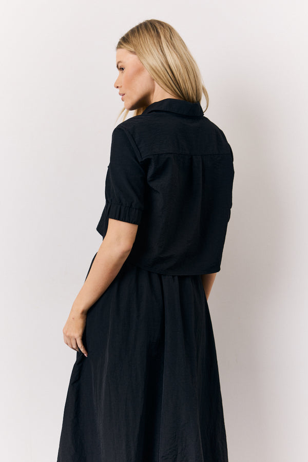 In The Style In The Style Black Co-Ord Cropped Shirt Black