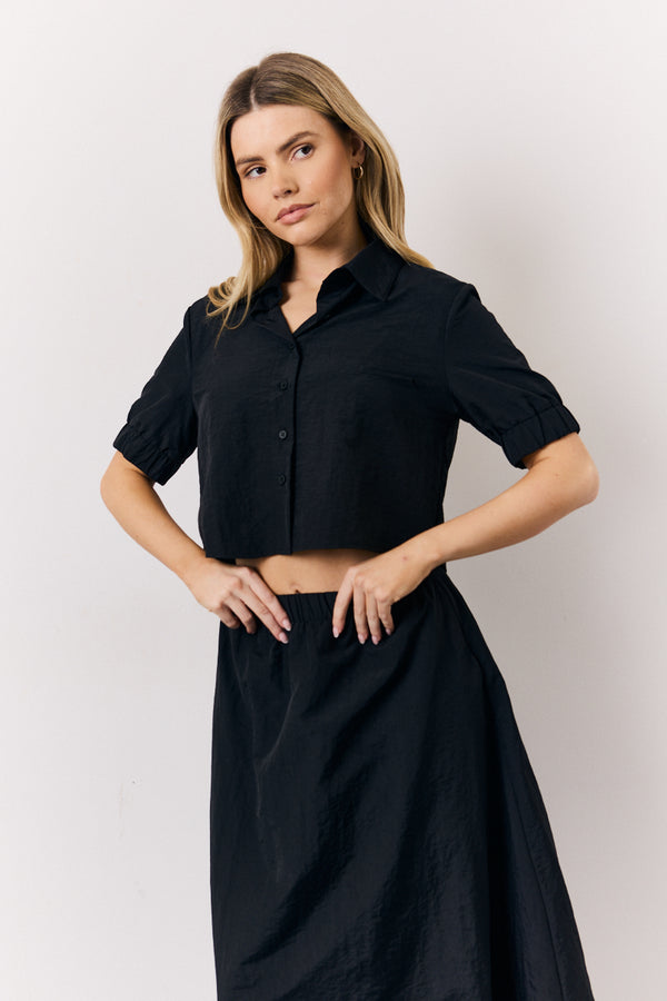 in the style In The Style Black Co-Ord Cropped Shirt Black