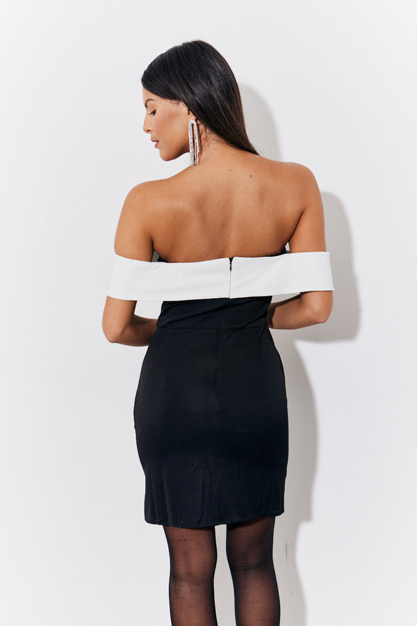 In The Style In The Style Black Contrast Bow Mini Dress Black