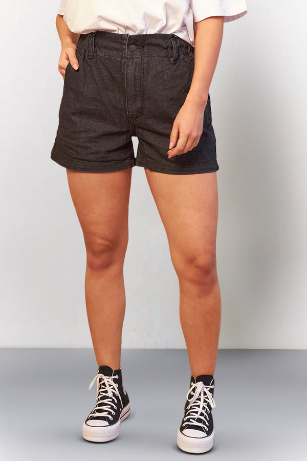 In The Style In The Style Black Denim Paper Bag Shorts Black