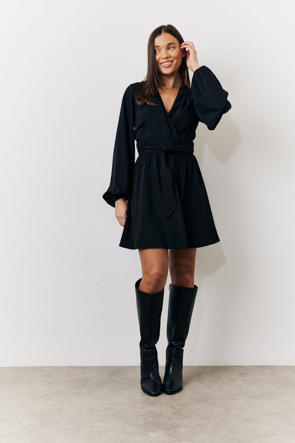 in the style In the Style Black Drape Detail Mini Dress Black
