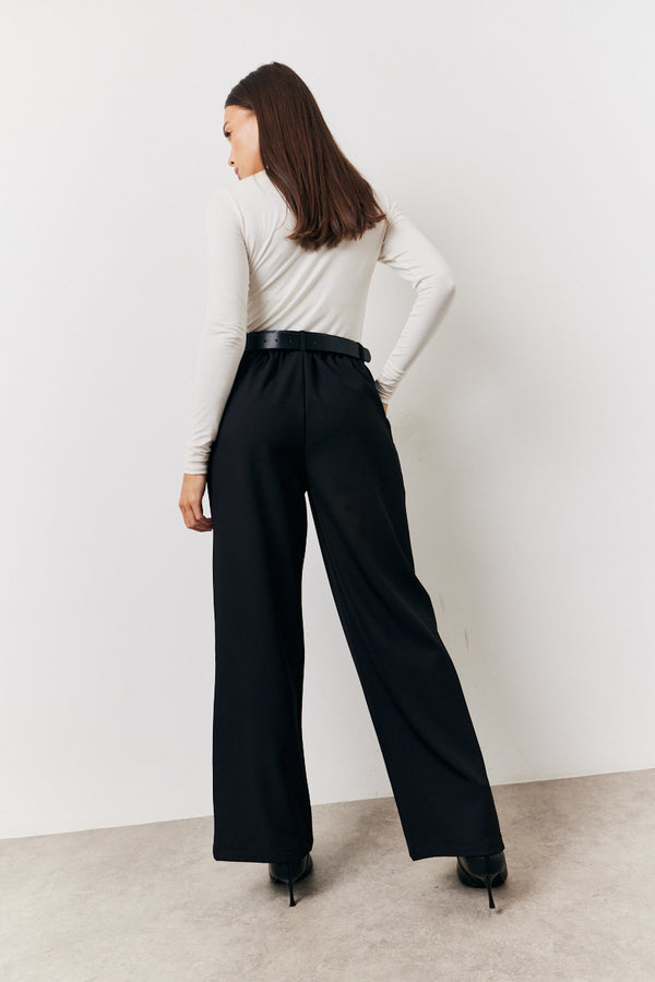 In The Style In The Style Black Elasticated Waist Wide Leg Trouser Black