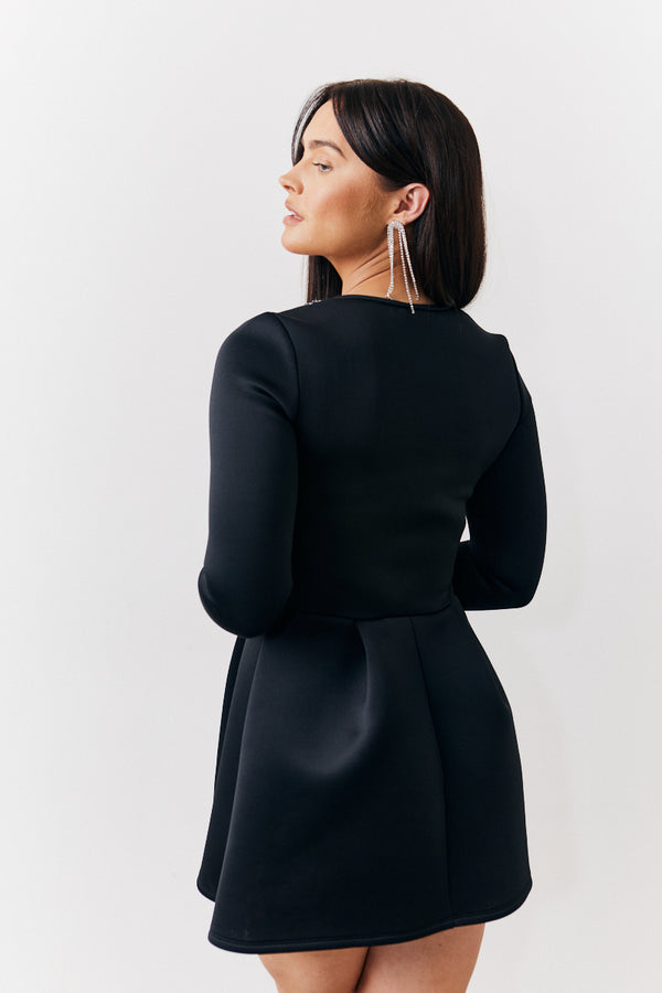 In The Style In The Style Black Embellished Neckline Black Mini Dress Black