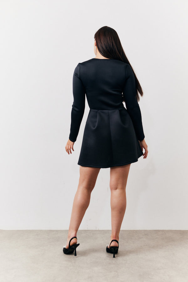 In The Style In The Style Black Embellished Neckline Black Mini Dress Black