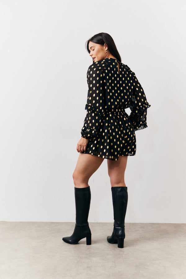 In The Style In The Style Black Foil Detail Chiffon Shorts Black