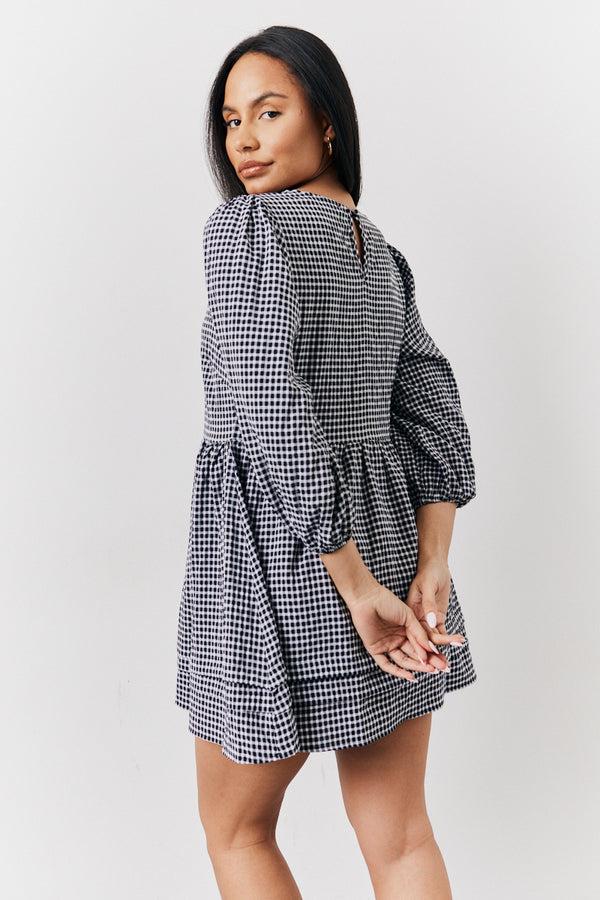 In The Style In The Style Black Gingham Mini Smock Dress Black