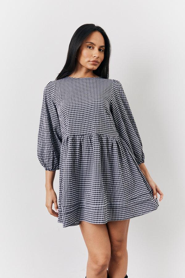 in the style In the Style Black Gingham Mini Smock Dress Black