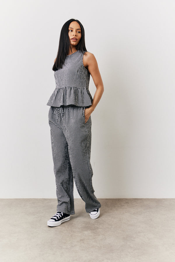 In The Style In The Style Black Gingham Smock Top Black