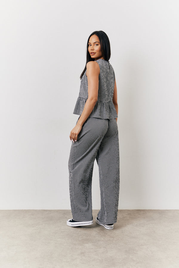 In The Style In The Style Black Gingham Smock Top Black