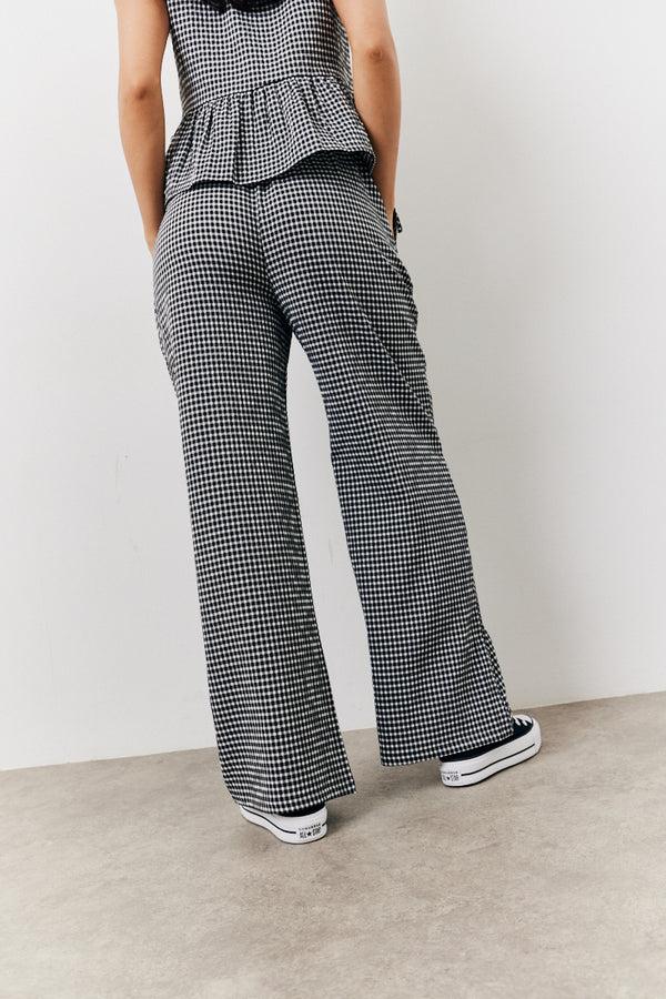 In The Style In The Style Black Gingham Wide Leg Trousers Black