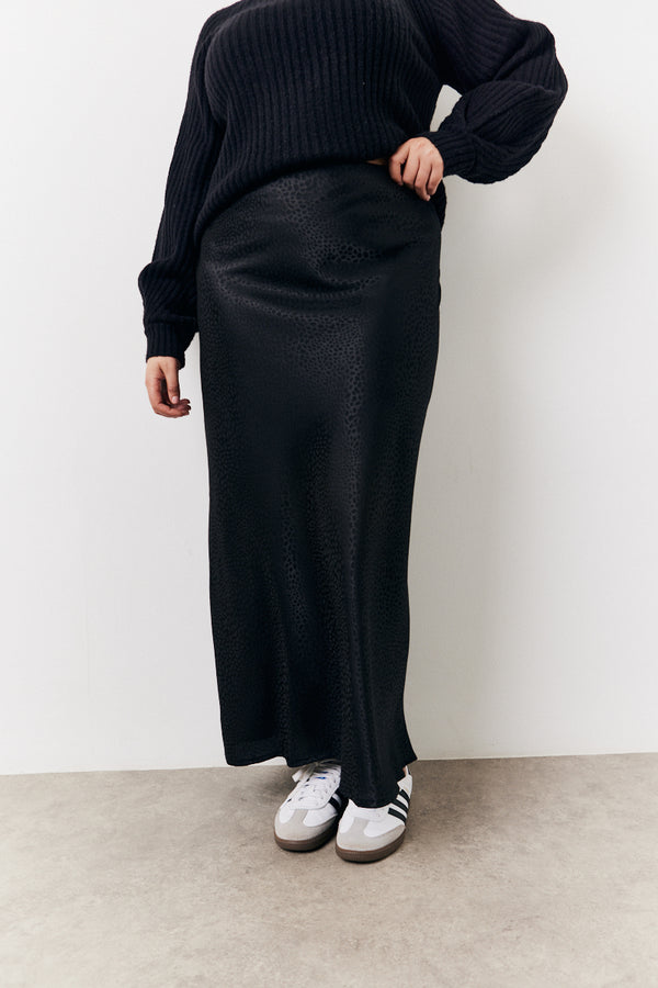 In The Style In The Style Black Jacquard Printed Slip Skirt Black