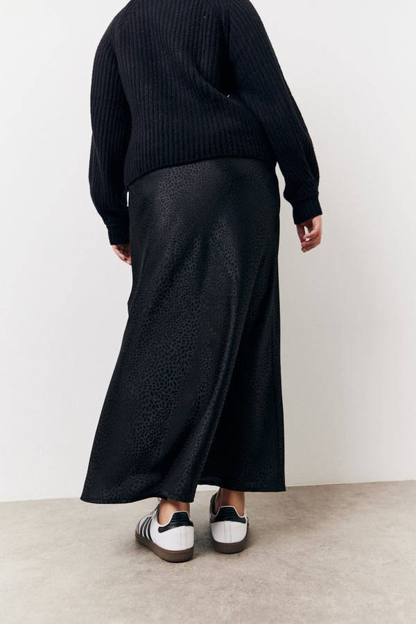 In The Style In The Style Black Jacquard Printed Slip Skirt Black