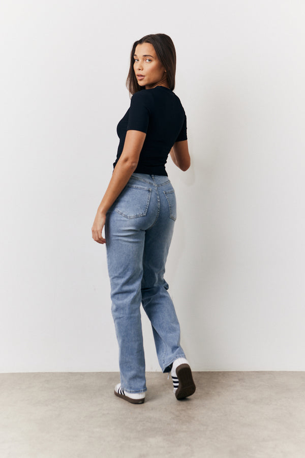 In The Style In The Style Black Ribbed Crew Neck Short Sleeve Top Black