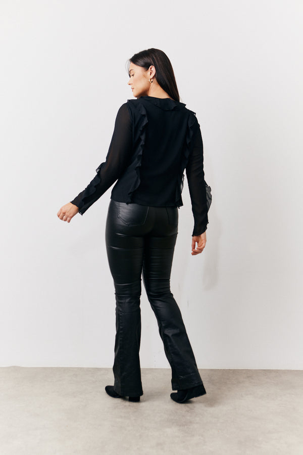 In The Style In The Style Black Ruffle Chiffon Blouse Black