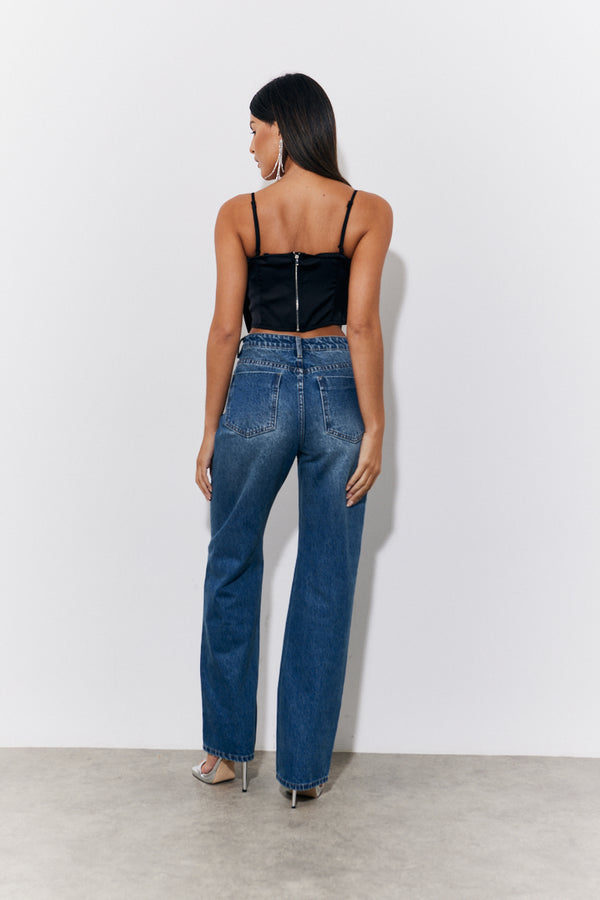 In The Style In The Style Black Satin Bow Detail Cami Top Black