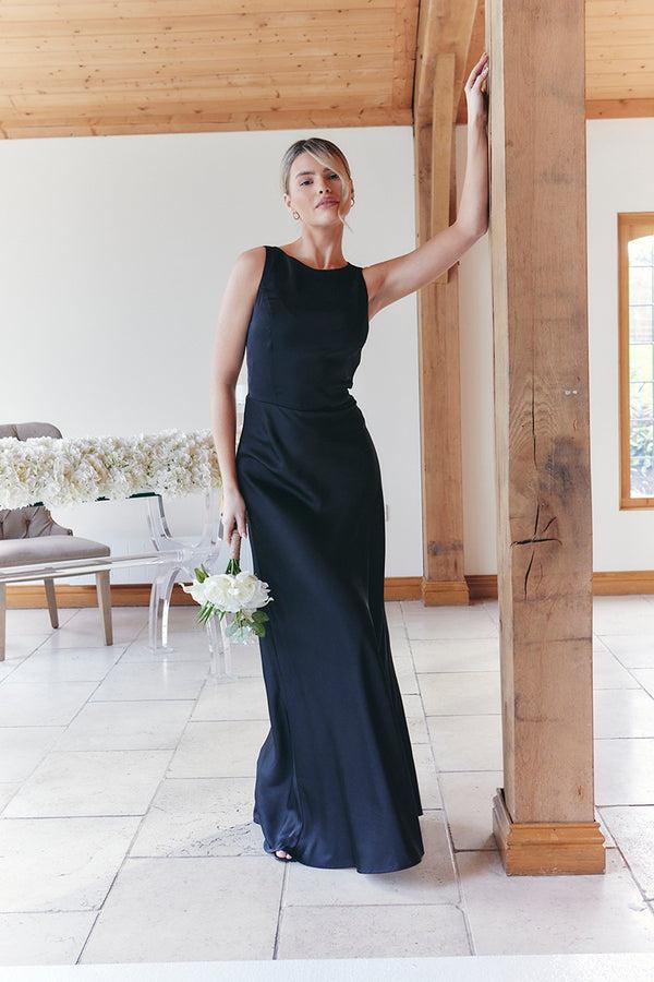 in the style In The Style Black Satin Cowl Back Maxi Dress Black