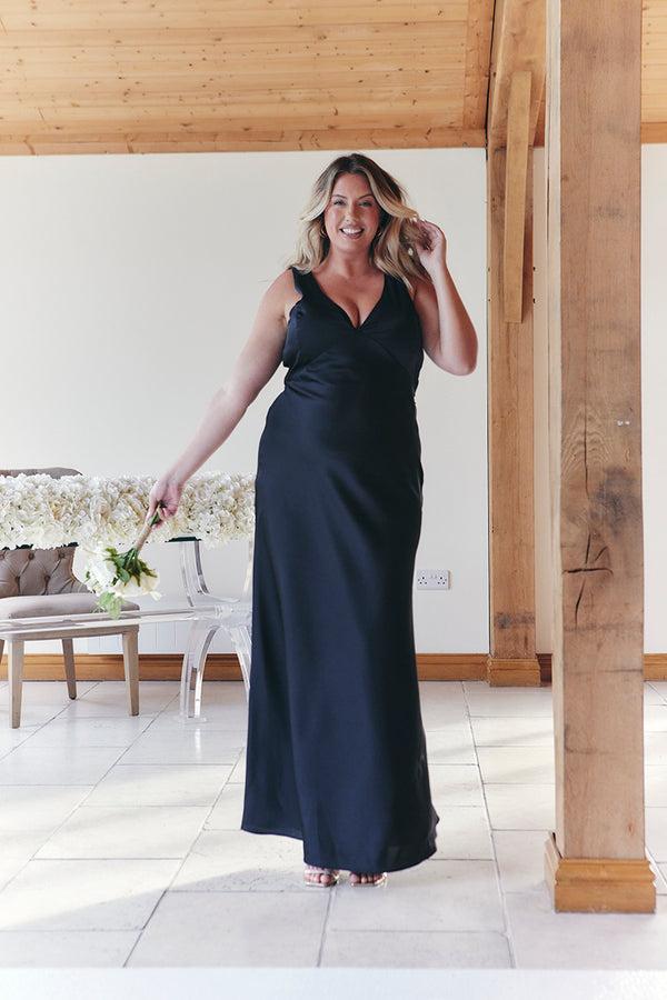 in the style In The Style Black Satin Twist Back Maxi Dress Black