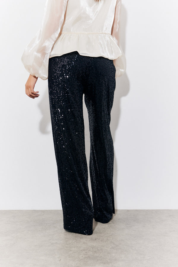 In The Style In The Style Black Sequin Wide Leg Trouser Black